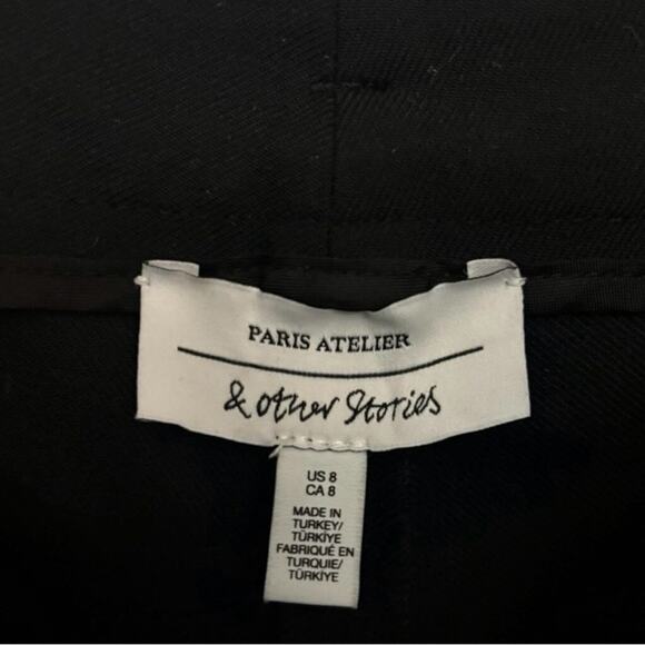 Paris Atelier Black Wool Blend High Waist Pants w/ Gold Chain Detail 8 NWT - Picture 3 of 5